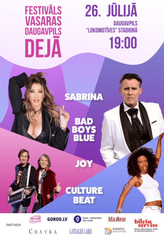 Festival 'Summer in Daugavpils Dance'. Sabrina, Culture Beat, Bad Boys Blue, Joy.