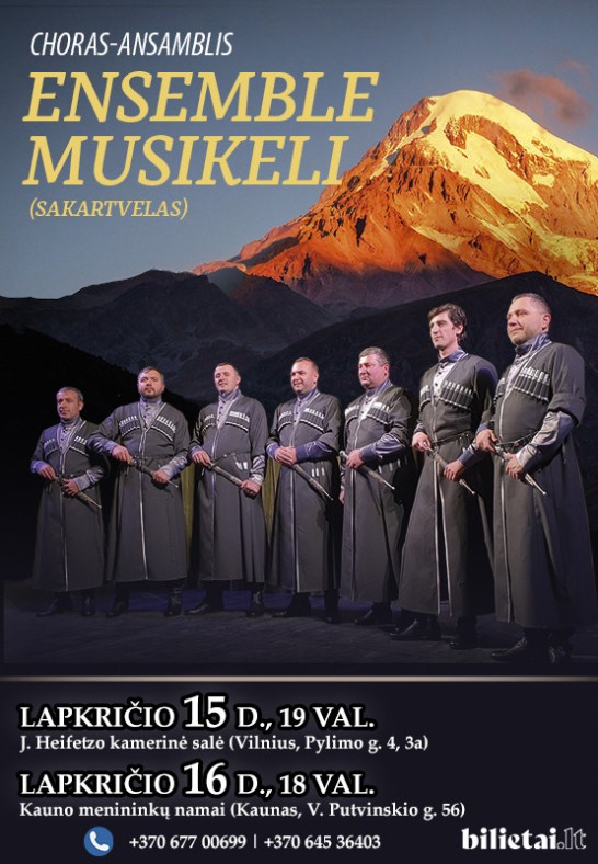 Unikalus folkloro choro - ansamblio ''Ensemble Musikeli'' (Sakartvelas) koncertas